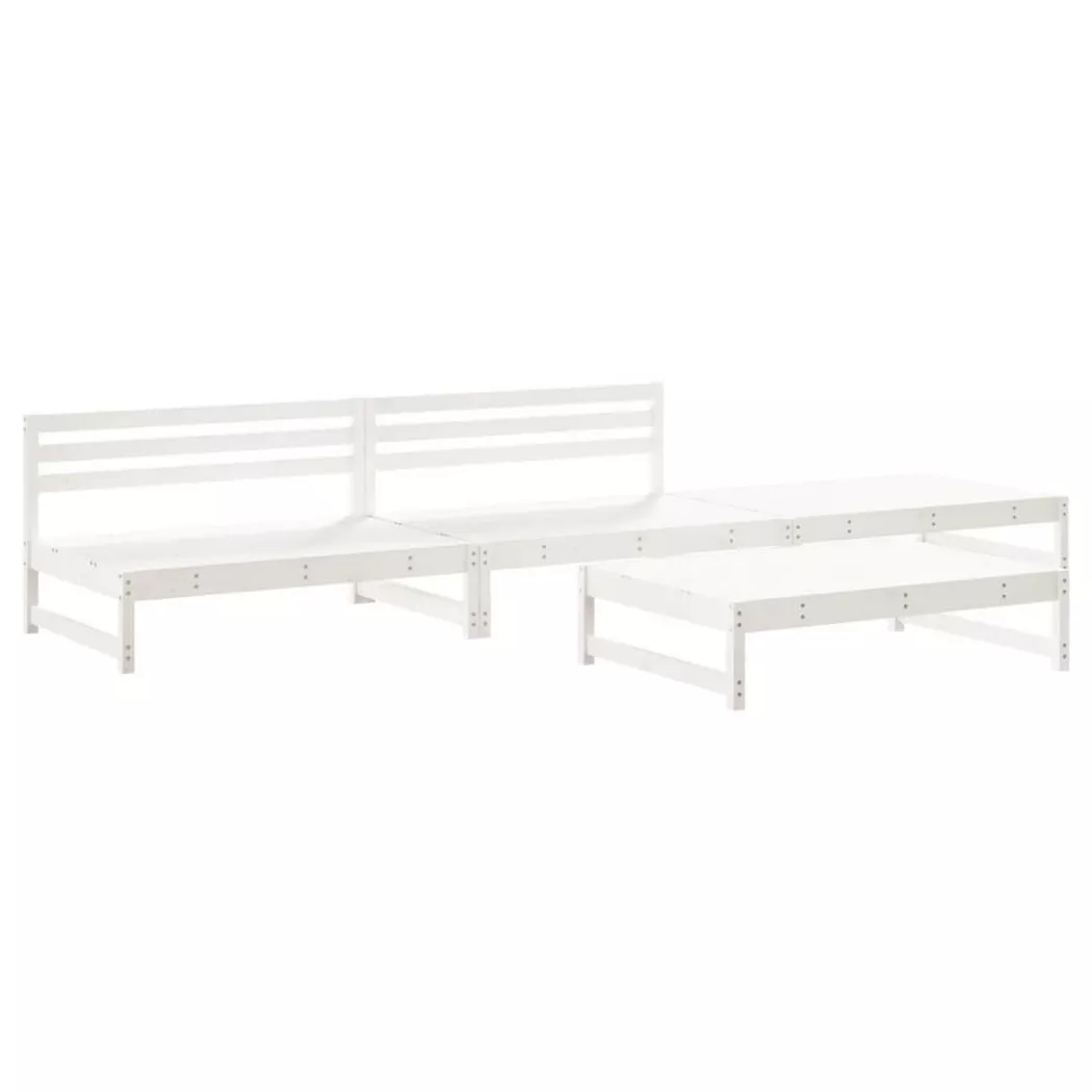 vidaXL Salon de jardin 4 pcs blanc bois de pin massif