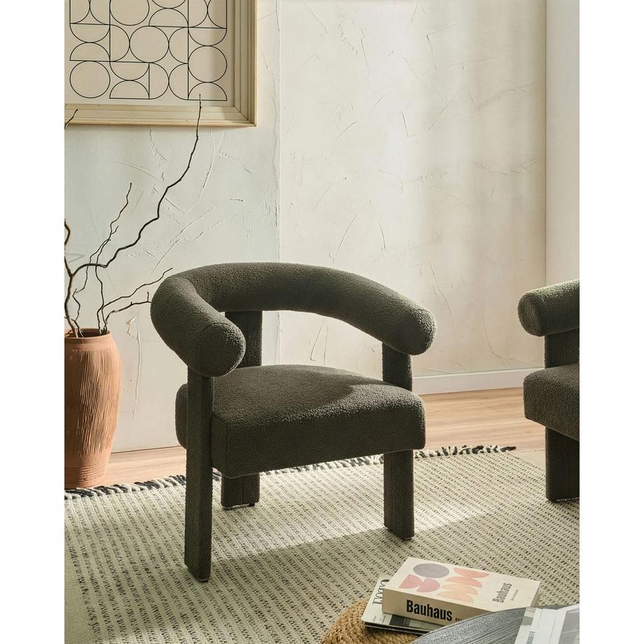 Beliani Fauteuil en Bouclé Rétro ILBRO  