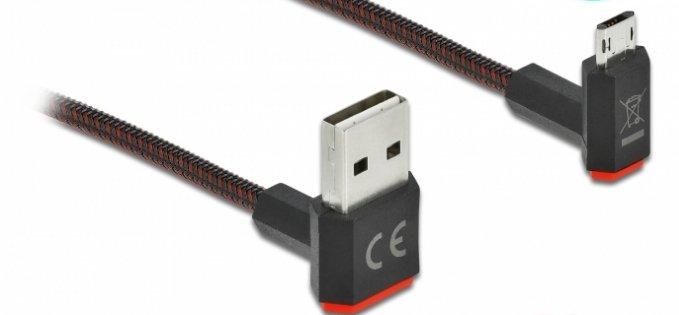 DeLock  EASY-USB 2.0 Kabel Typ-A Stecker zu EASY-USB Typ Micro-B Stecker gewinkelt oben  unten 0,5 m 