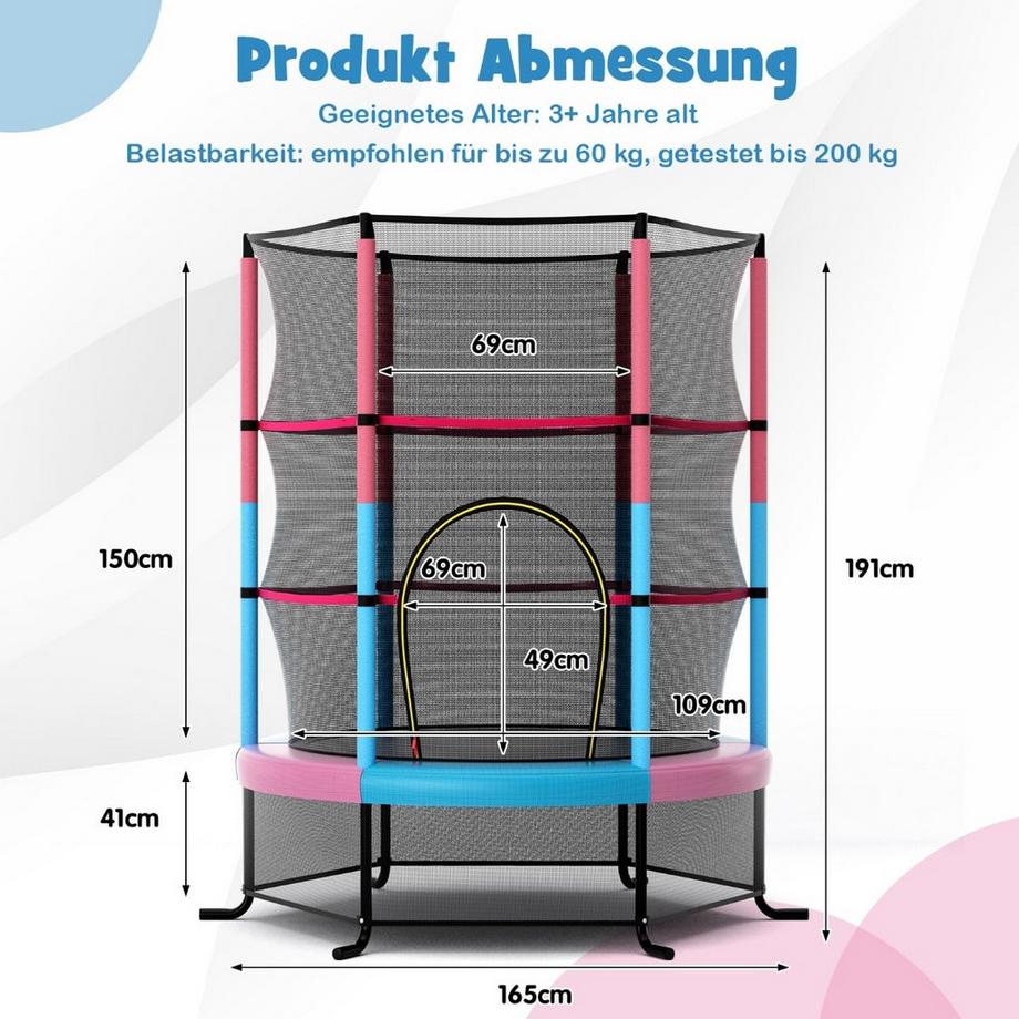 Northix Trampolino per bambini con rete di sicurezza  