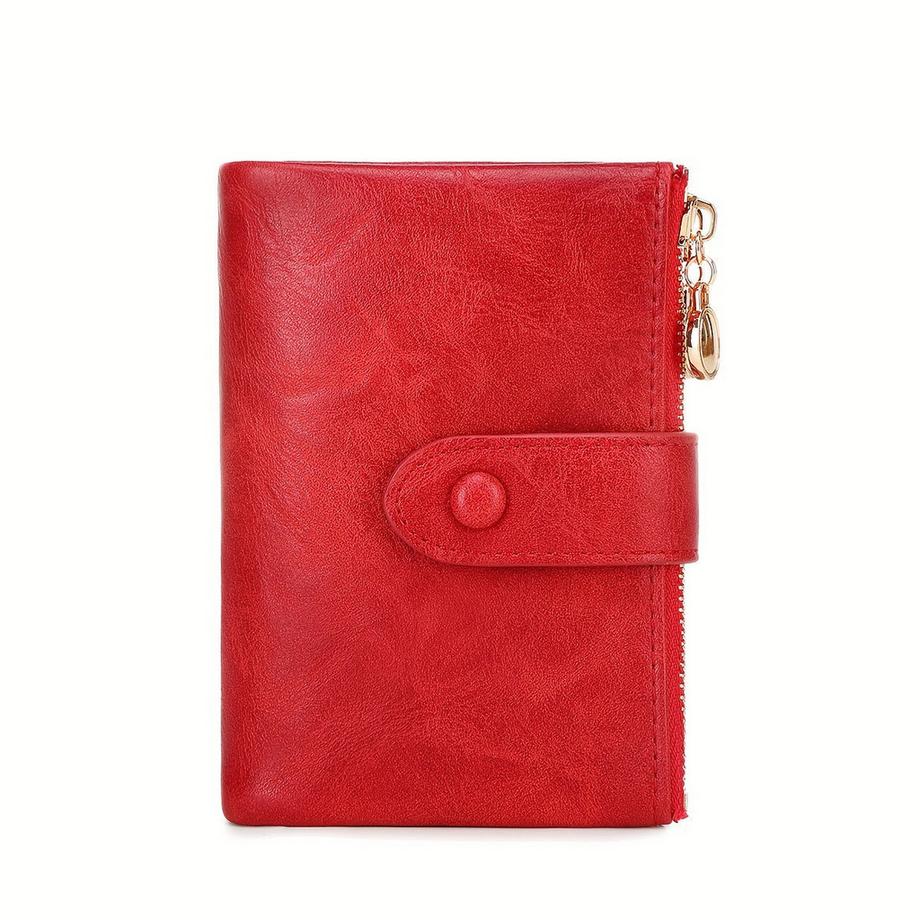 Retro-Brieftasche mit Knopfverschluss, mehreren Kartenfächern, RFID-Blockierung, dreifach gefaltetem Design, Magnetschnappverschluss