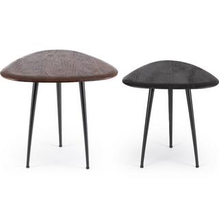 mutoni Table basse Mayo noir naturel (lot de 2)  