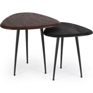 mutoni Table basse Mayo noir naturel (lot de 2)  