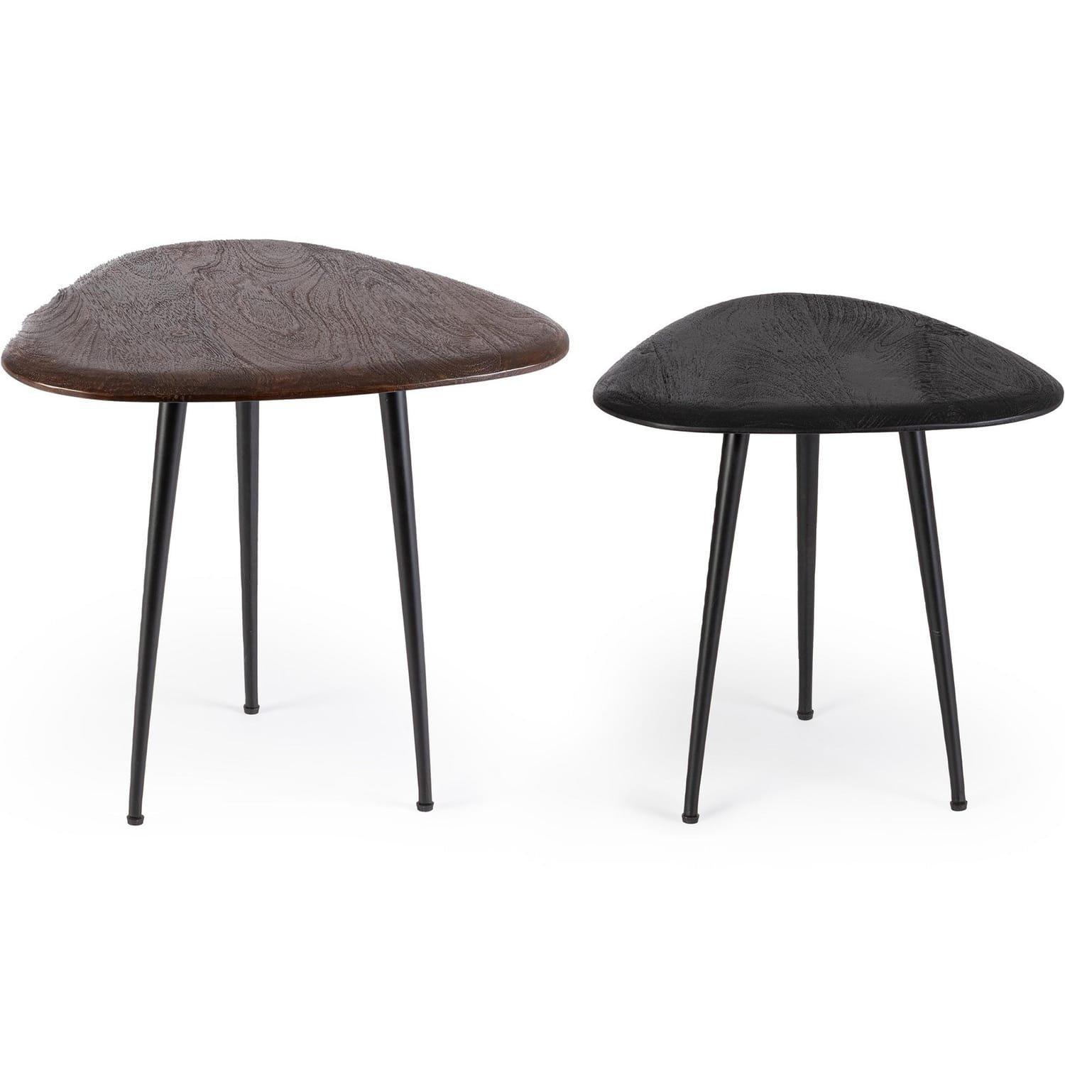 mutoni Table basse Mayo noir naturel (lot de 2)  