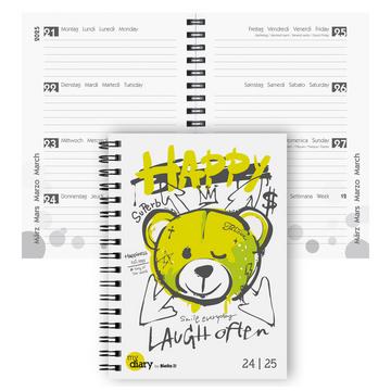 Agenda scolaire mydiary Wire-O 3½ jours par page, Happy - Multicolores