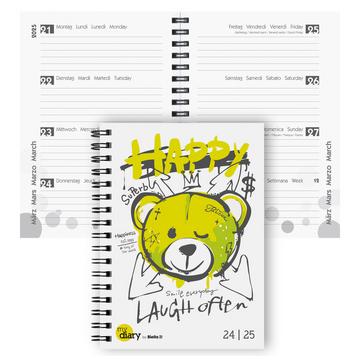 Schüleragenda mydiary Wire-O 3½ Tage pro Seite, Happy