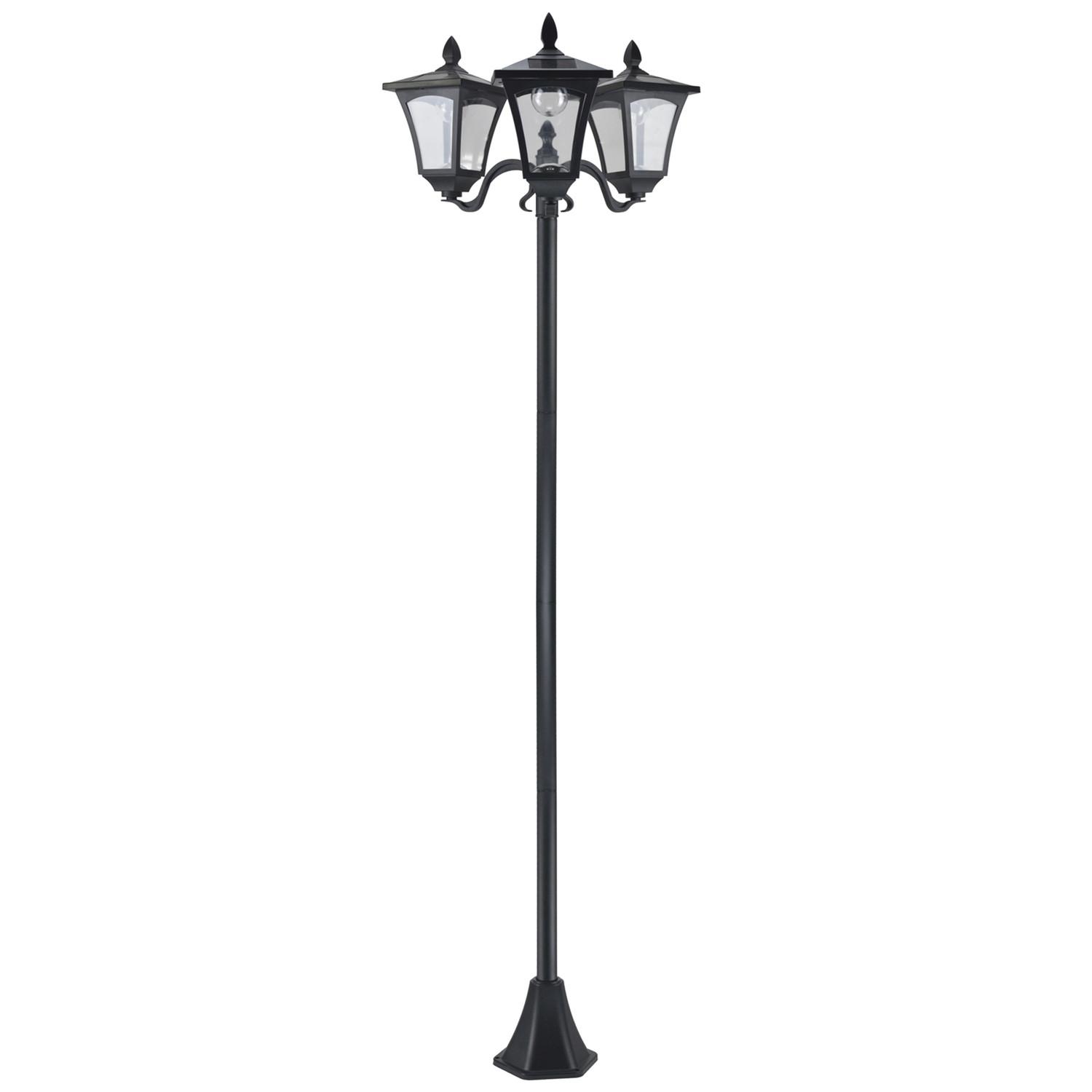 Northio Lanterne solaire de jardin à 3 flammes, lanterne solaire, éclairage de chemin avec LED, 120 lumens, IP44 201, acier inoxydable, noir, 51,5 x 47 x 182,5 cm  