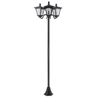 Northio Lanterne solaire de jardin à 3 flammes, lanterne solaire, éclairage de chemin avec LED, 120 lumens, IP44 201, acier inoxydable, noir, 51,5 x 47 x 182,5 cm  