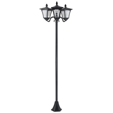 Northio Lanterne solaire de jardin à 3 flammes, lanterne solaire, éclairage de chemin avec LED, 120 lumens, IP44 201, acier inoxydable, noir, 51,5 x 47 x 182,5 cm  