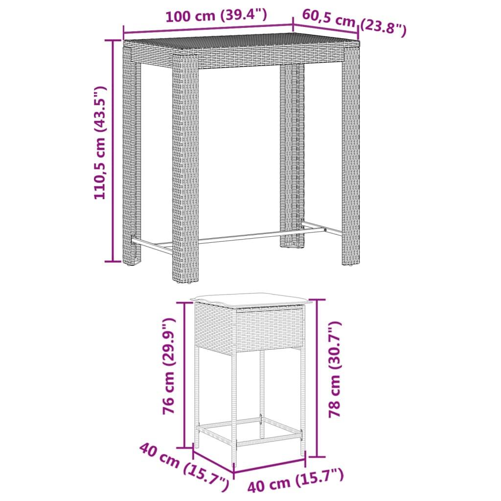 VidaXL Gartenbar set poly-rattan  