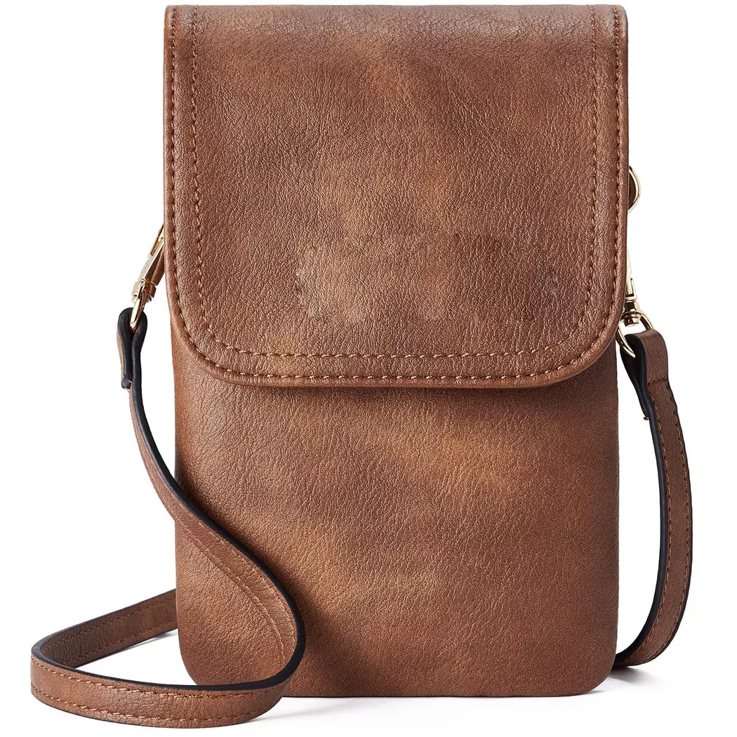 Only-bags.store - Handy Umhängetasche Leder, Umhängetasche, Handytasche mit Geldbörse zum Umhängen, für Herren, Braun