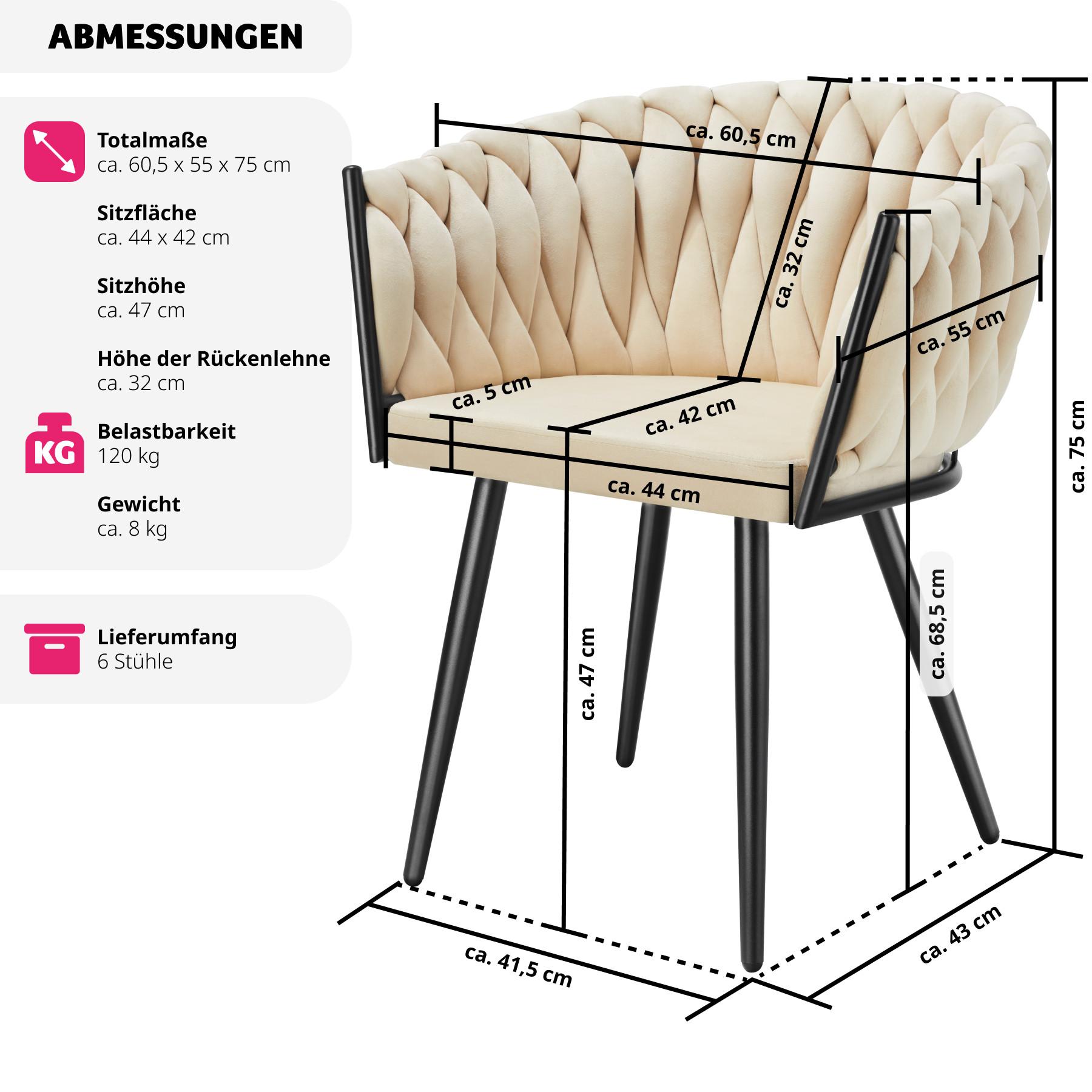 Tectake Sedia da pranzo Astano in velluto, design nodo  