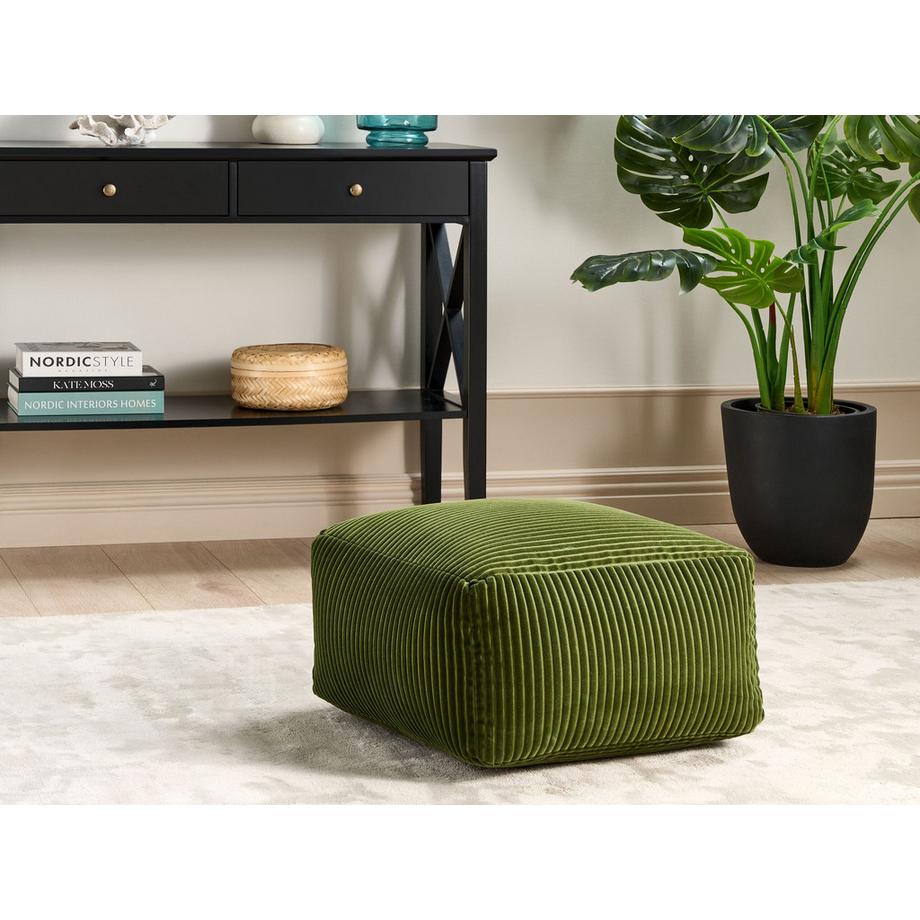 Beliani Pouf en Velours côtelé Moderne MUKKI  