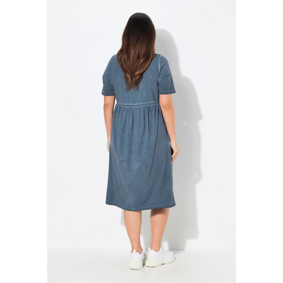 Ulla Popken Jerseykleid A-Linie V-Ausschnitt Halbarm mit Taschen  