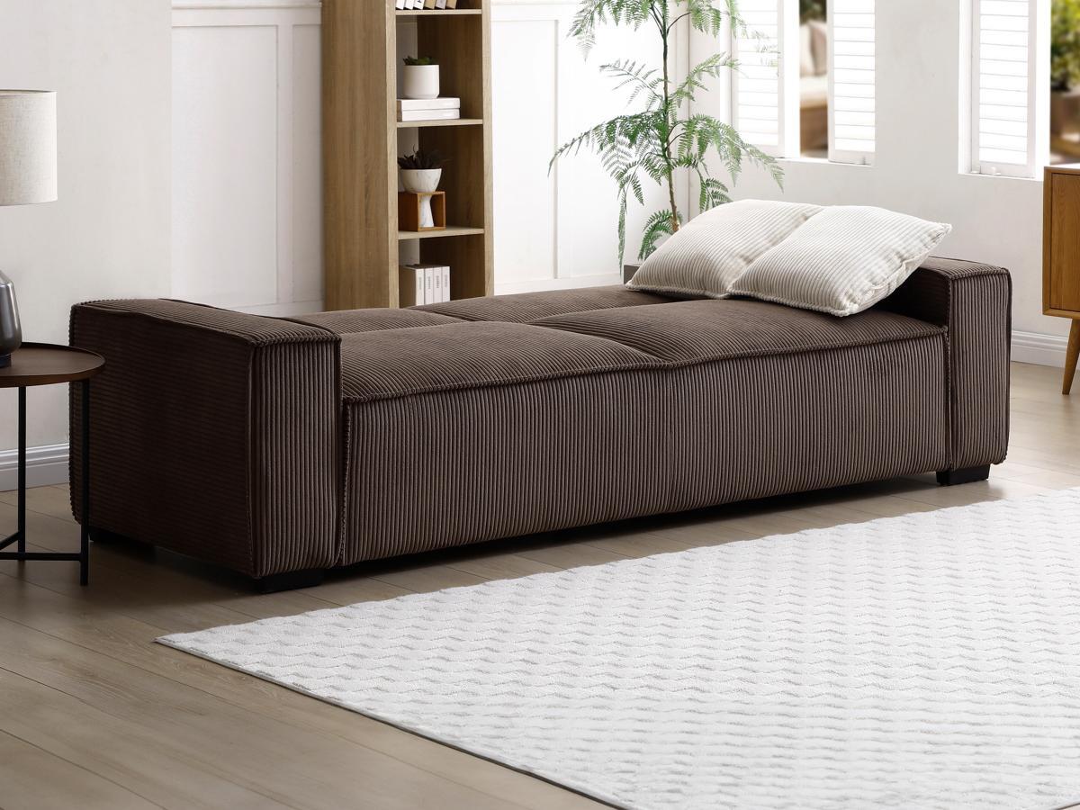 Vente-unique Sofa 3-Sitzer mit Schlaffunktion - Cord - Braun - SEKOTA  