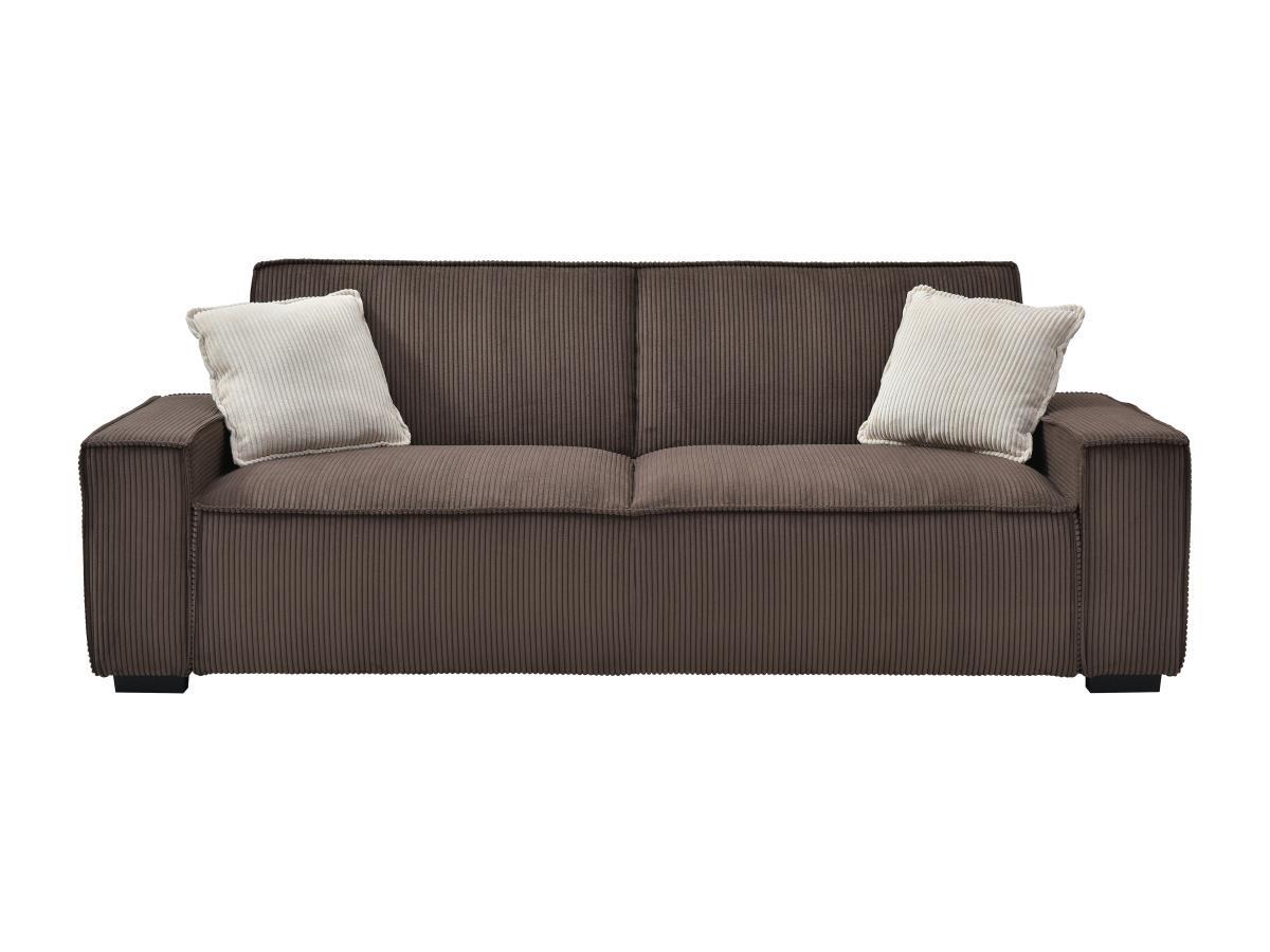 Vente-unique Sofa 3-Sitzer mit Schlaffunktion - Cord - Braun - SEKOTA  