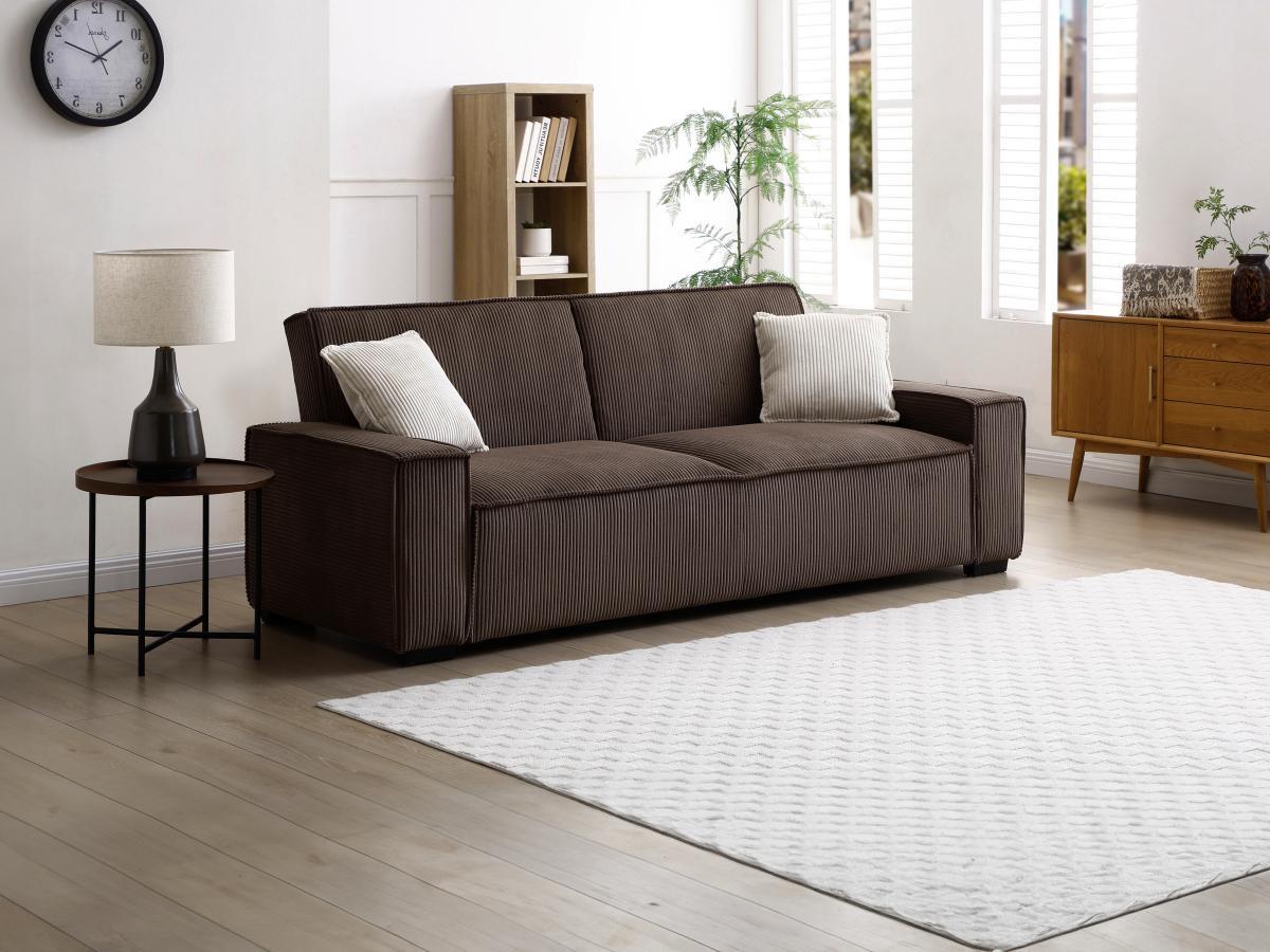 Vente-unique Sofa 3-Sitzer mit Schlaffunktion - Cord - Braun - SEKOTA  