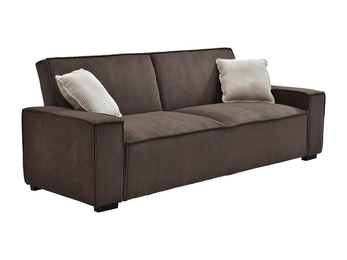 Vente-unique Sofa 3-Sitzer mit Schlaffunktion - Cord - Braun - SEKOTA  