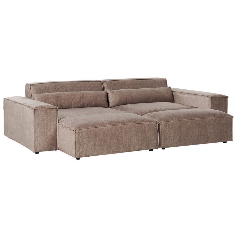 Beliani Ecksofa mit Ottomane aus Stoff  HELLNAR  