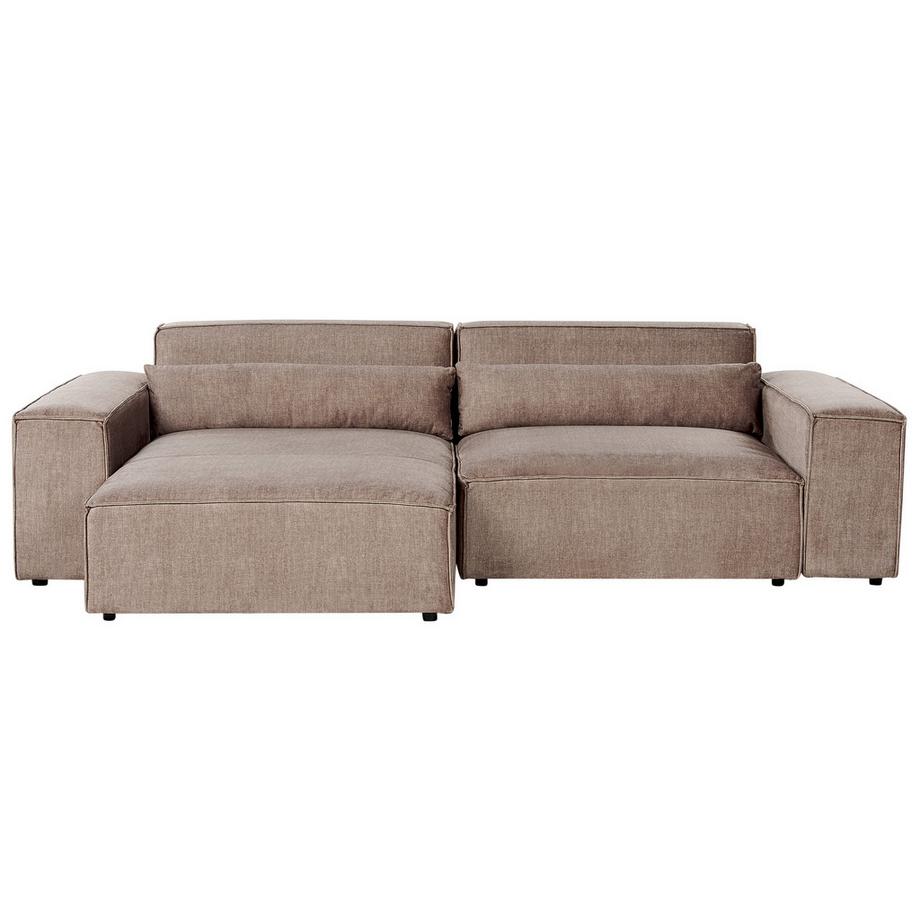 Beliani Ecksofa mit Ottomane aus Stoff  HELLNAR  