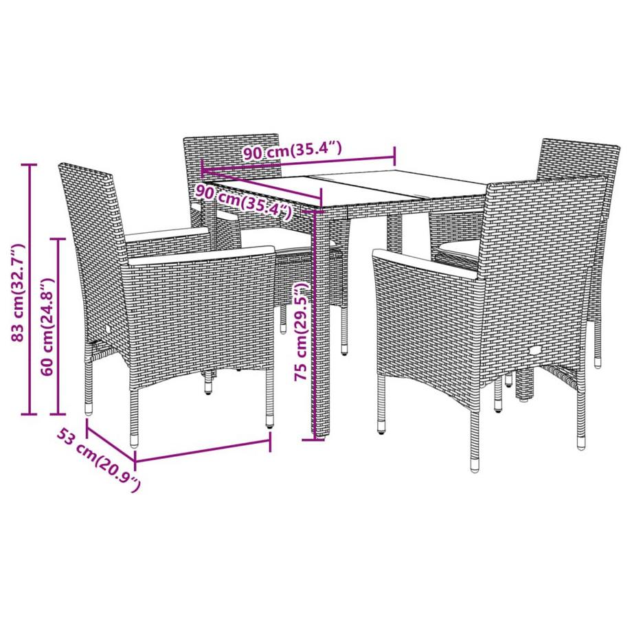 VidaXL set da pranzo da giardino Polirattan  