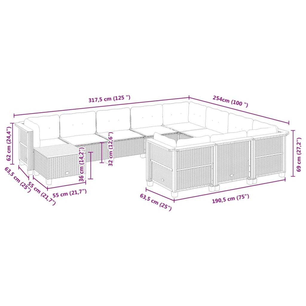 VidaXL Ensemble de canapés de jardin rotin synthétique  