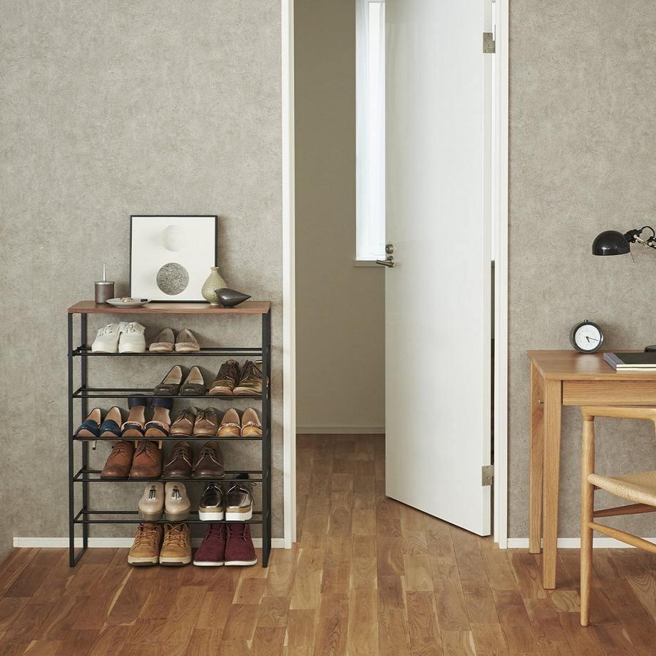 Yamazaki Schuhregal mit 5 Ebenen aus Holz undem Metall Tower - L66 cm  