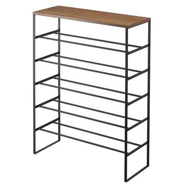 Etagère à Chaussures 5 Niveaux Bois et Métal Noir Tower - L66 cm