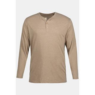 JP1880  Maglia serafino basic con maniche lunghe e abbottonatura sabbia 