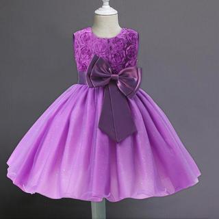 B2X  Abendkleid mit Schleife und Blumen - Violett (140) 