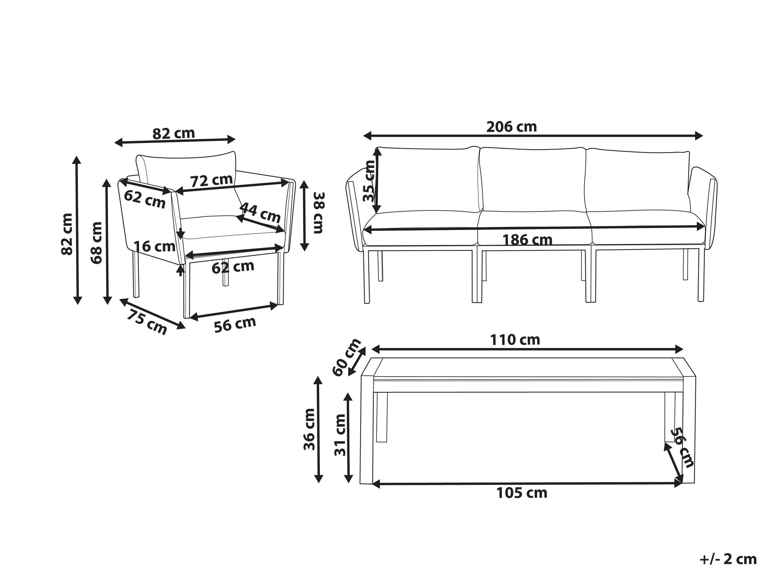 Beliani Garten Lounge aus Stahl Modern SKALA  