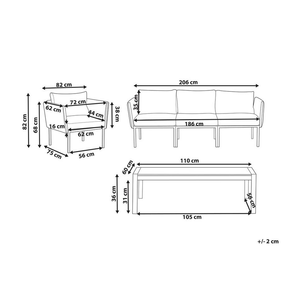 Beliani Garten Lounge aus Stahl Modern SKALA  
