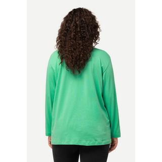 Ulla Popken  T-shirt coupe Relaxed Fit, col en V et manches longues 