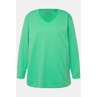 Ulla Popken  Shirt, V-Ausschnitt, Relaxed, Langarm 