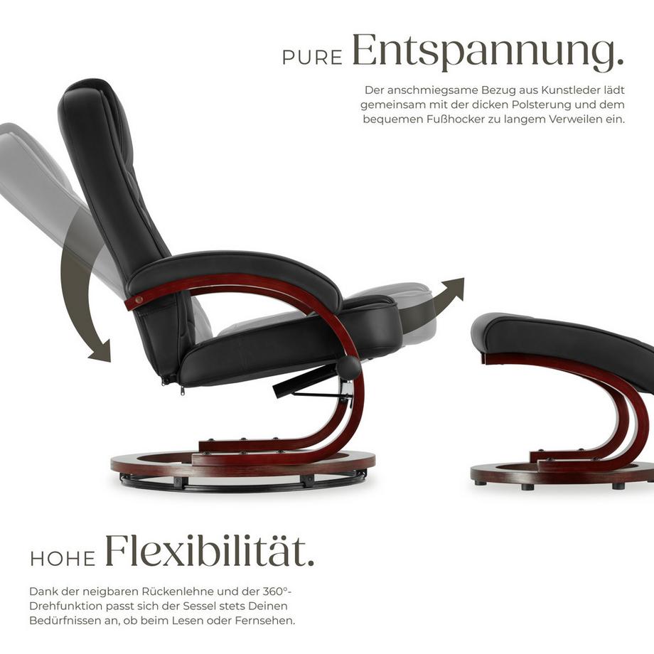 Tectake Fernsehsessel Willy mit Hocker neigbare Rückenlehne  