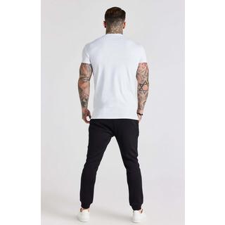 Sik Silk  T-Shirts White Embroidered Muscle Fit T-Shirt 