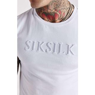 Sik Silk  T-Shirts White Embroidered Muscle Fit T-Shirt 