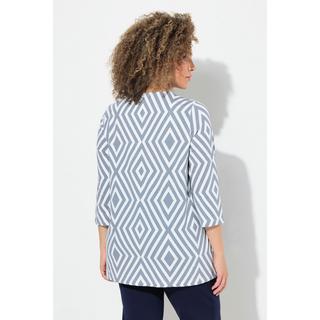 Ulla Popken  Shirt, grafischer Druck, Tunika-Ausschnitt, 3/4-Arm 