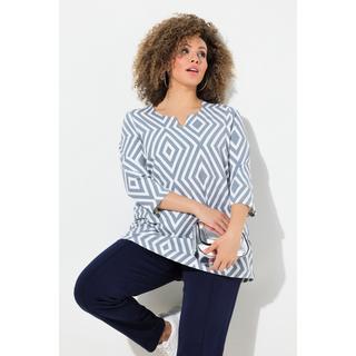 Ulla Popken  Shirt, grafischer Druck, Tunika-Ausschnitt, 3/4-Arm 