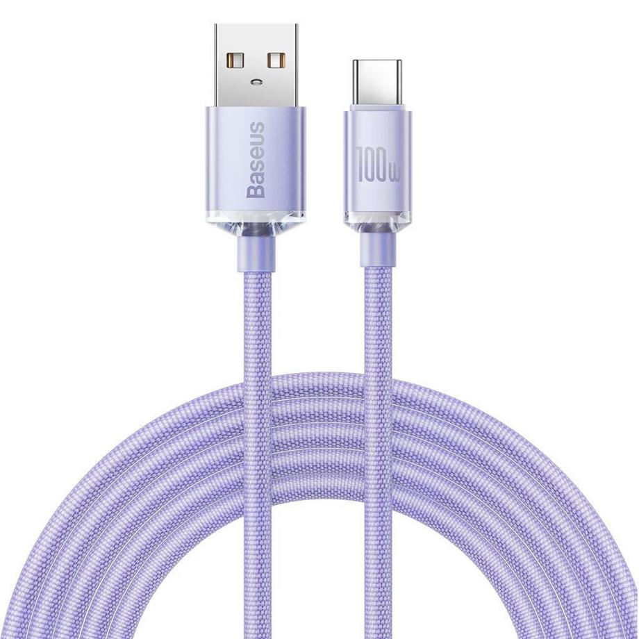Baseus Crystal Shine USB-A – USB-C-Kabel, 100 W, 2 m – Lila