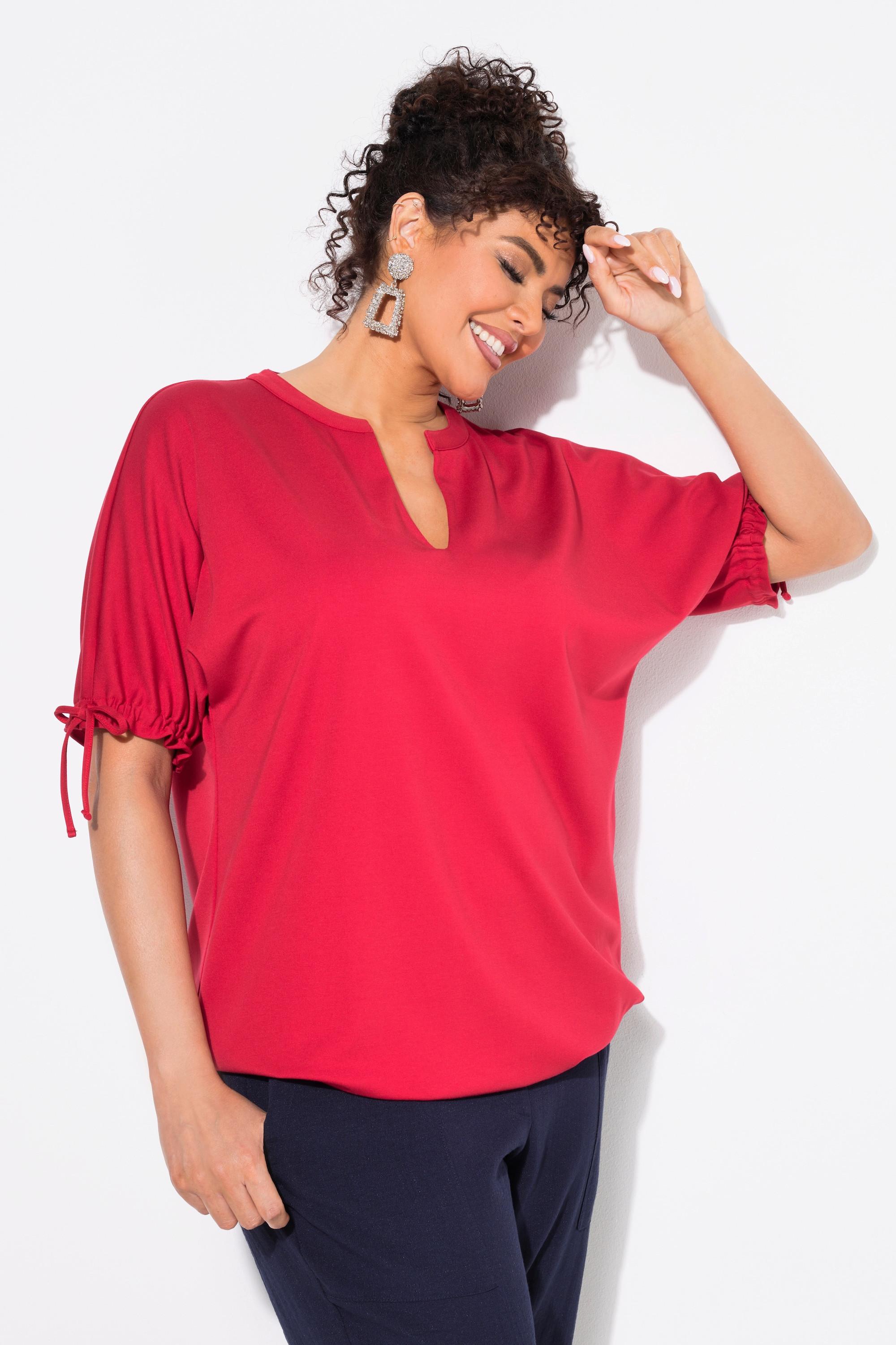 Ulla Popken Sweat-shirt oversize manches courtes col tunisien  