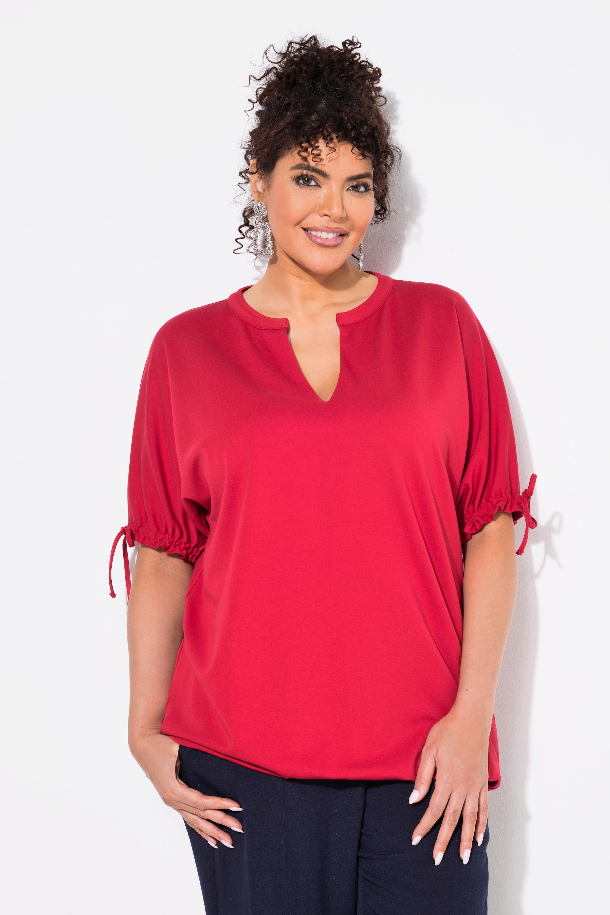 Ulla Popken Sweat-shirt oversize manches courtes col tunisien  