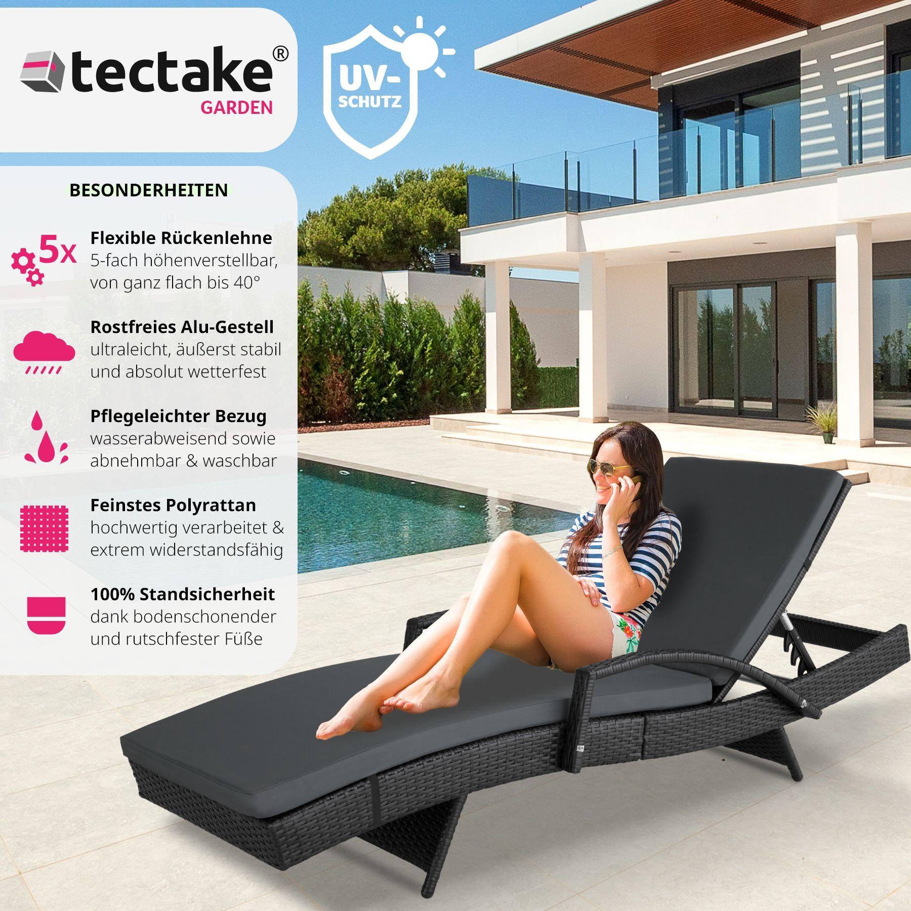 Tectake Aluminium Rattan Sonnenliege Océane  