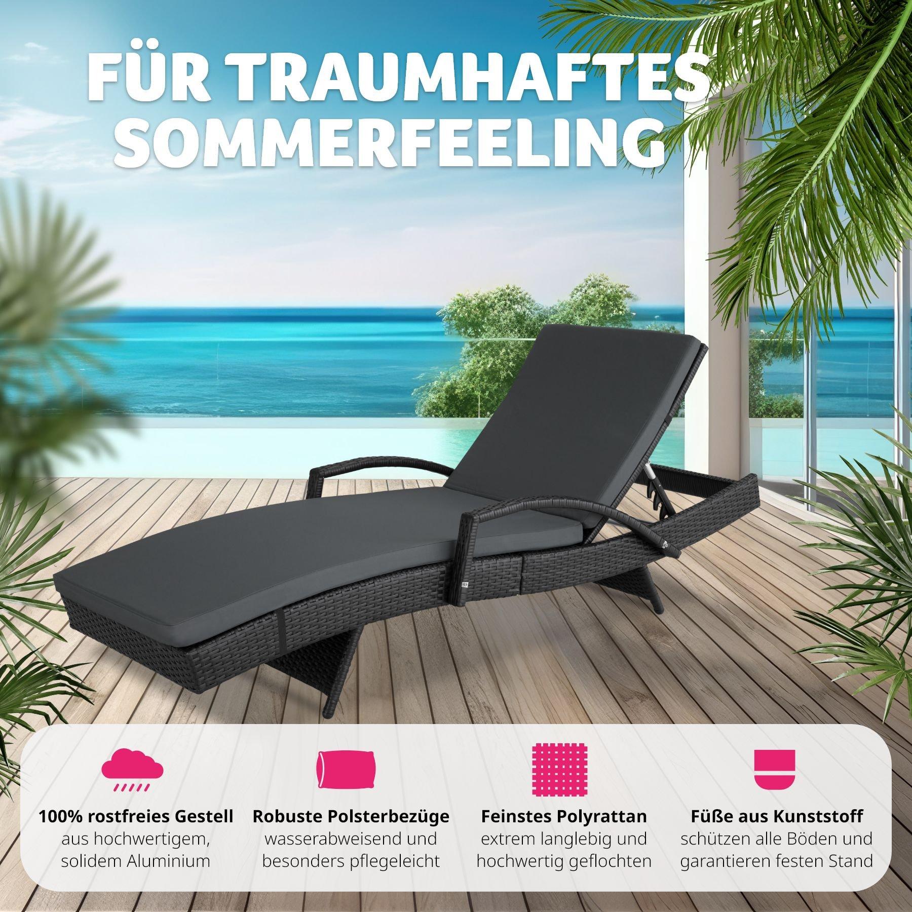 Tectake Aluminium Rattan Sonnenliege Océane  