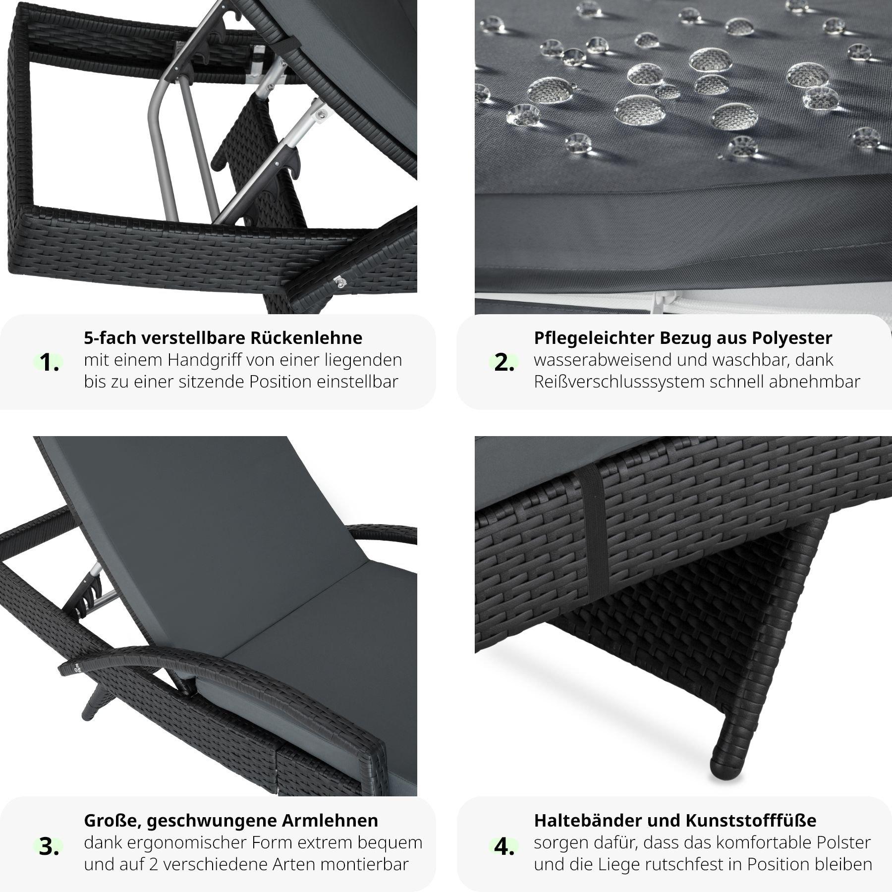Tectake Aluminium Rattan Sonnenliege Océane  