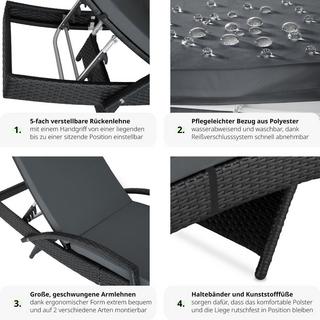 Tectake Aluminium Rattan Sonnenliege Océane  