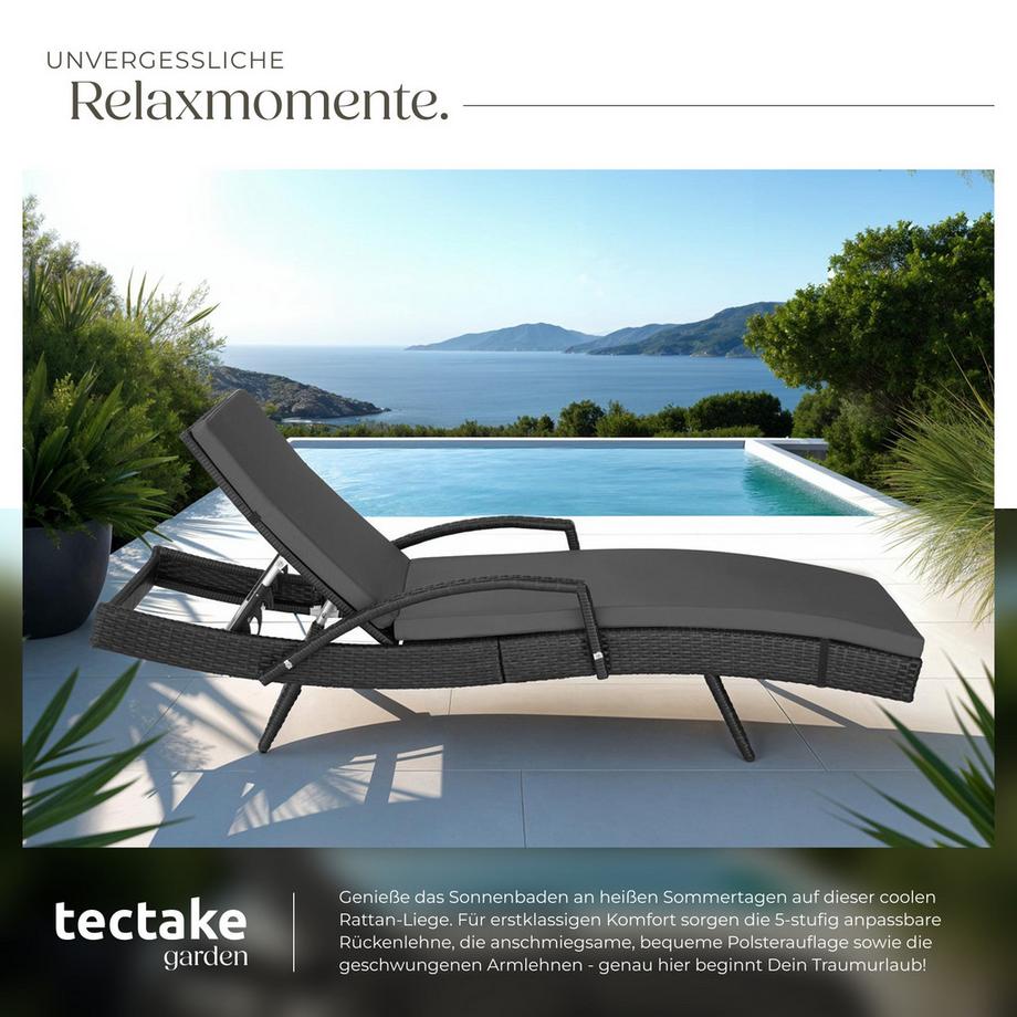 Tectake Bain de soleil en rotin OCÉANE avec cadre en aluminium  