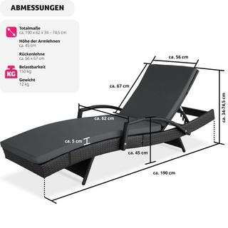 Tectake Aluminium Rattan Sonnenliege Océane  