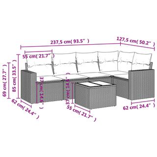 VidaXL Ensemble de canapés de jardin rotin synthétique  