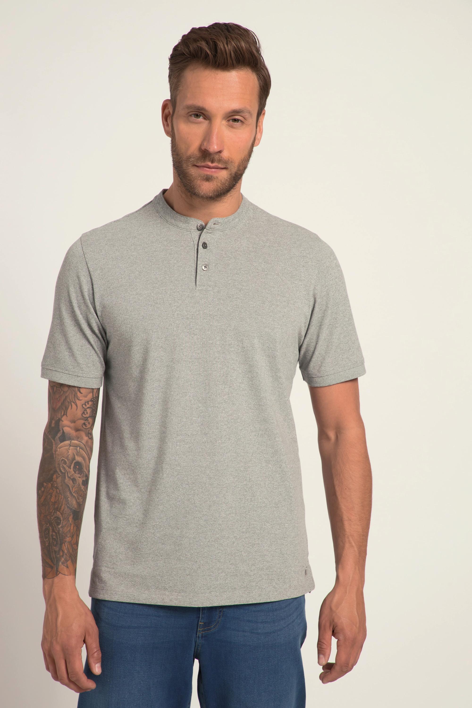 JP1880  T-shirt Henley. Maille piquée, qualité OEKO-TEX. Manches courtes et petit col montant. 